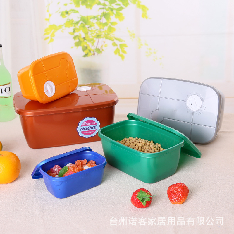 Kitchen Food and Grocery Snacks Plastic Fresh-Keeping Box with Lid Storage Cans Sealed Cans Refrigerator Microwaveable