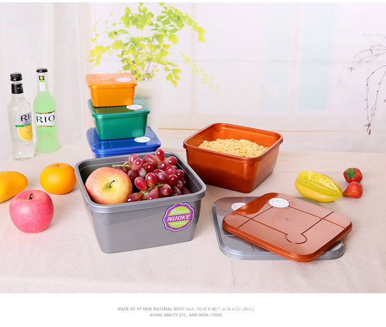 Kitchen Food and Grocery Snacks Plastic Fresh-Keeping Box with Lid Storage Cans Sealed Cans Refrigerator Microwaveable Kitchen Food and Grocery Snacks Plastic Fresh-Keeping Box with Lid Storage Cans Sealed Cans Refrigerator Microwaveable