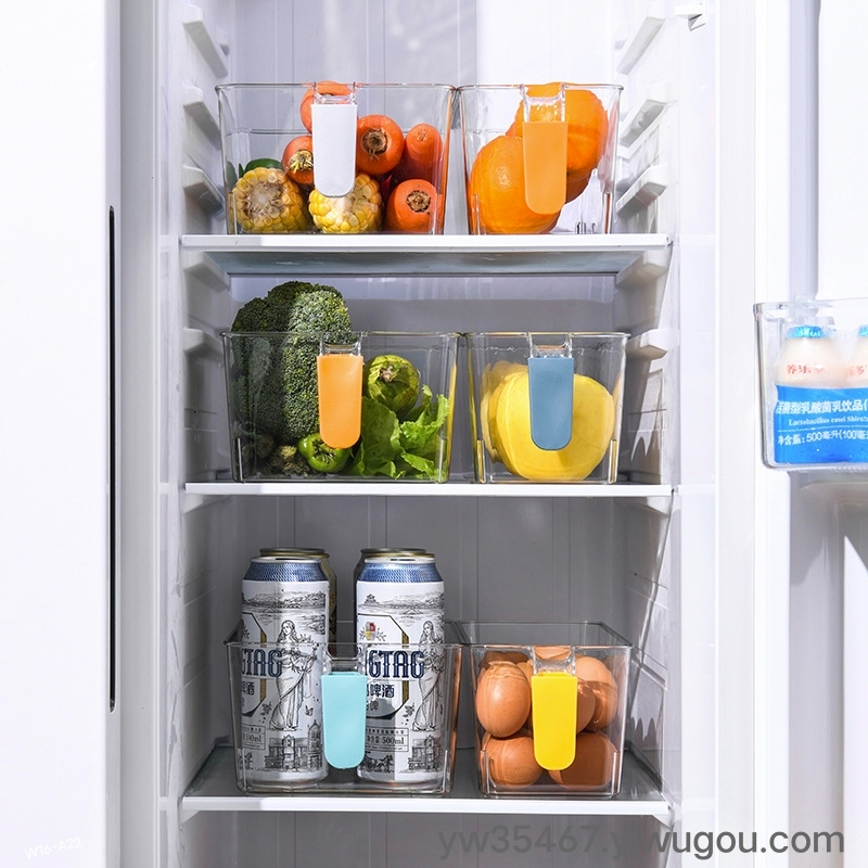 W16-A22 Colorful Handle Storage Box Pet Food Transparent Fresh-Keeping Box Kitchen Fruit Bottle &amp; Can Finishing Box