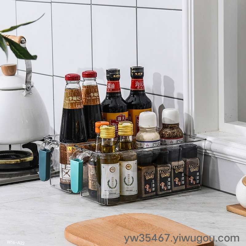 W16-A22 Colorful Handle Storage Box Pet Food Transparent Fresh-Keeping Box Kitchen Fruit Bottle &amp; Can Finishing Box