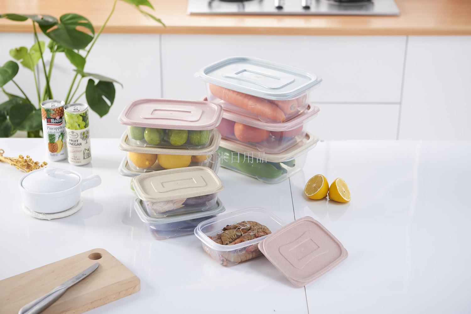 Jl-5415-3 Wheat straw fresh-keeping box Small and large set bento box Fresh-keeping box rectangular