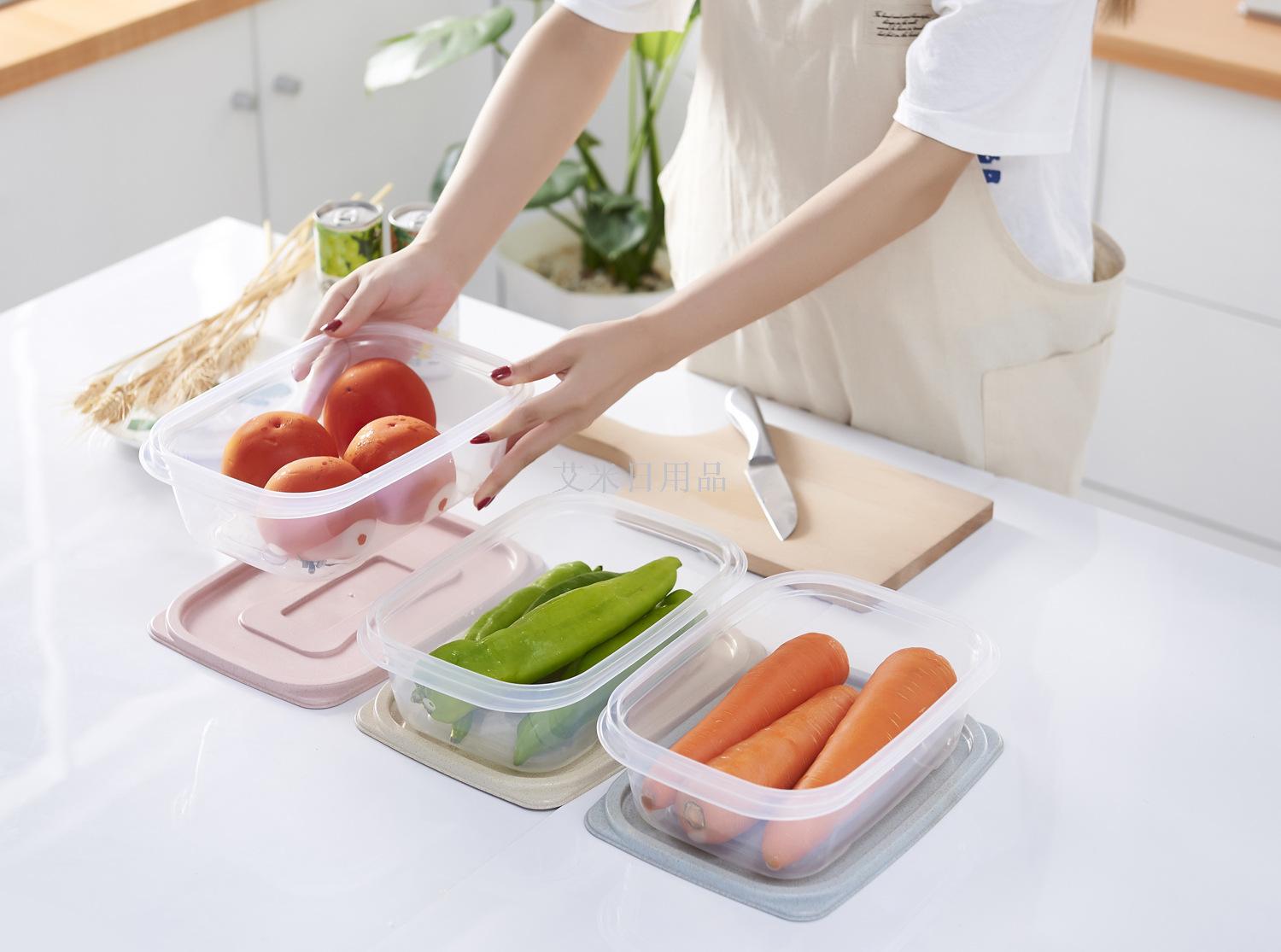 Jl-5415-3 Wheat straw fresh-keeping box Small and large set bento box Fresh-keeping box rectangular Jl-5415-3 Wheat straw fresh-keeping box Small and large set bento box Fresh-keeping box rectangular