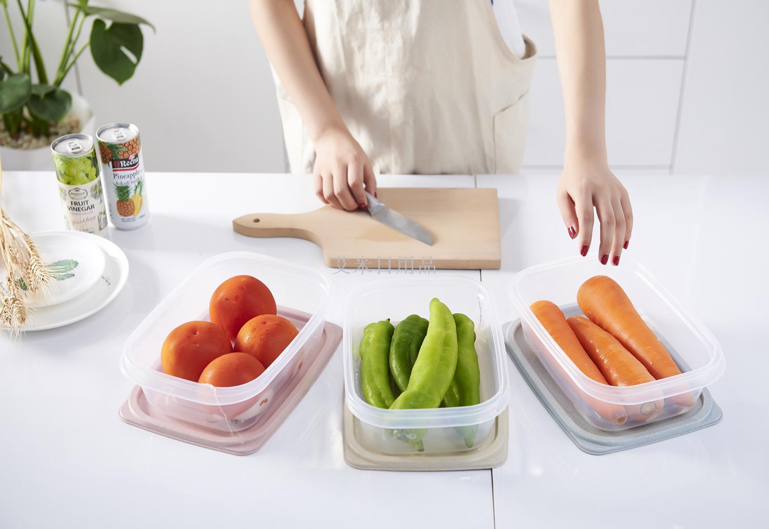Jl-5415-3 Wheat straw fresh-keeping box Small and large set bento box Fresh-keeping box rectangular Jl-5415-3 Wheat straw fresh-keeping box Small and large set bento box Fresh-keeping box rectangular