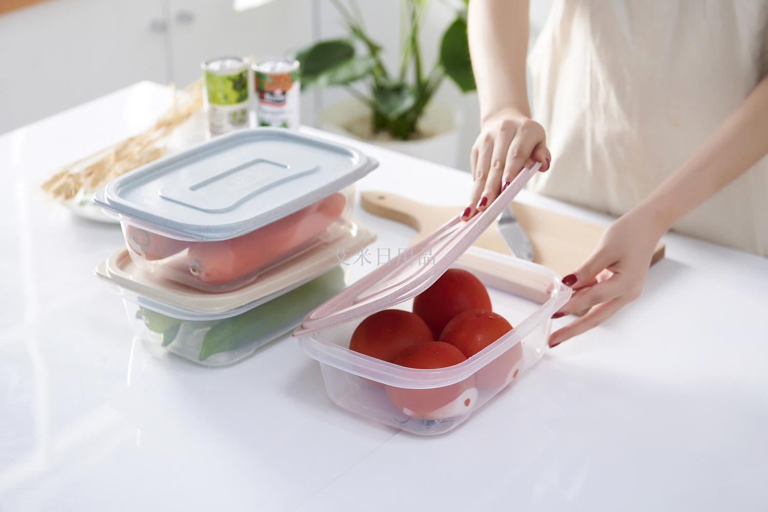 Jl-5415-3 Wheat straw fresh-keeping box Small and large set bento box Fresh-keeping box rectangular Jl-5415-3 Wheat straw fresh-keeping box Small and large set bento box Fresh-keeping box rectangular