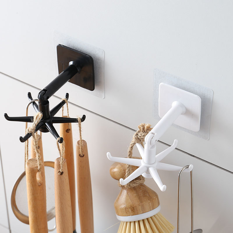 Multifunctional Rotatable Hook Punch-Free Strong Adhesive Storage Rack Kitchen Bathroom Spatula Spoon Hook
