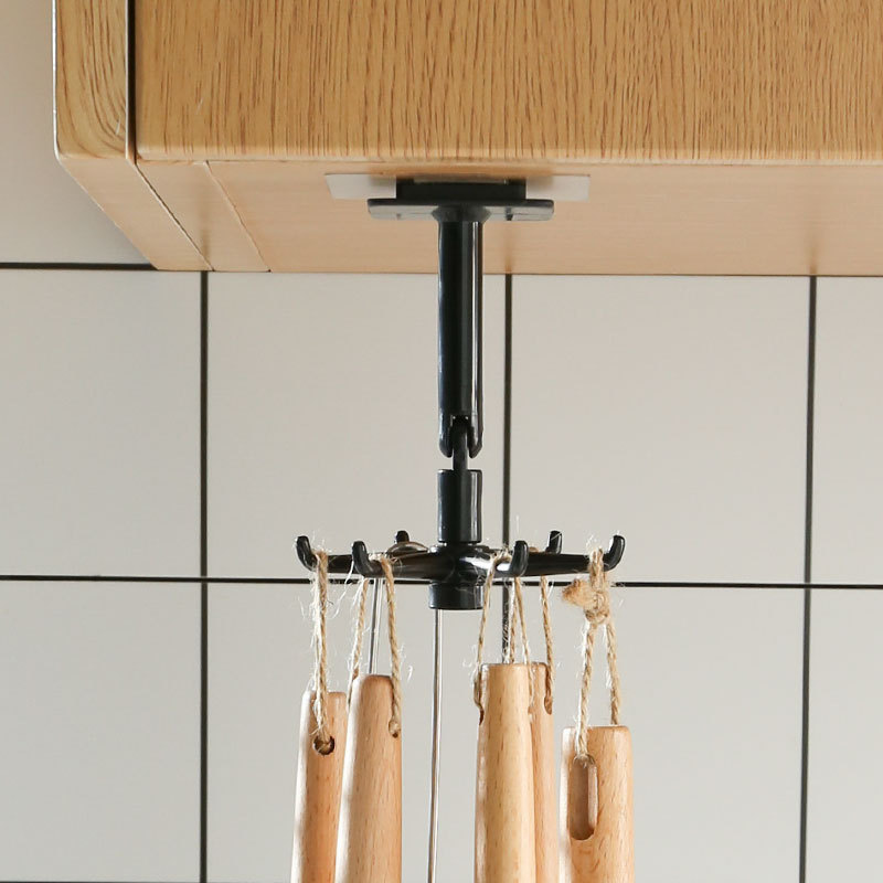 Multifunctional Rotatable Hook Punch-Free Strong Adhesive Storage Rack Kitchen Bathroom Spatula Spoon Hook