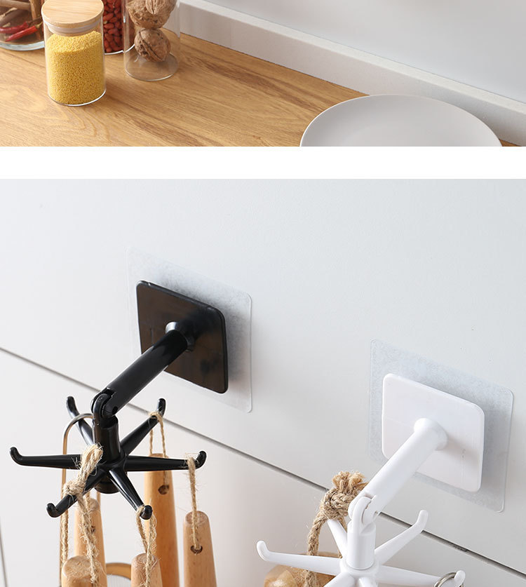 Multifunctional Rotatable Hook Punch-Free Strong Adhesive Storage Rack Kitchen Bathroom Spatula Spoon Hook