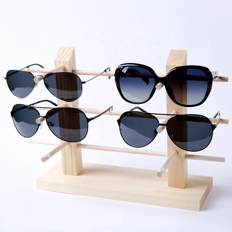 spectacle display hook  Wooden desktop glasses display stand