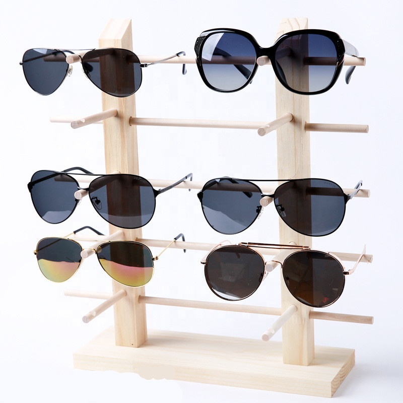spectacle display hook  Wooden desktop glasses display stand