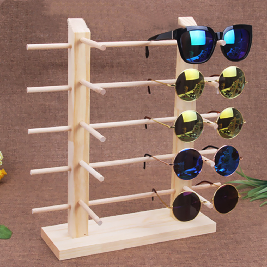 spectacle display hook  Wooden desktop glasses display stand