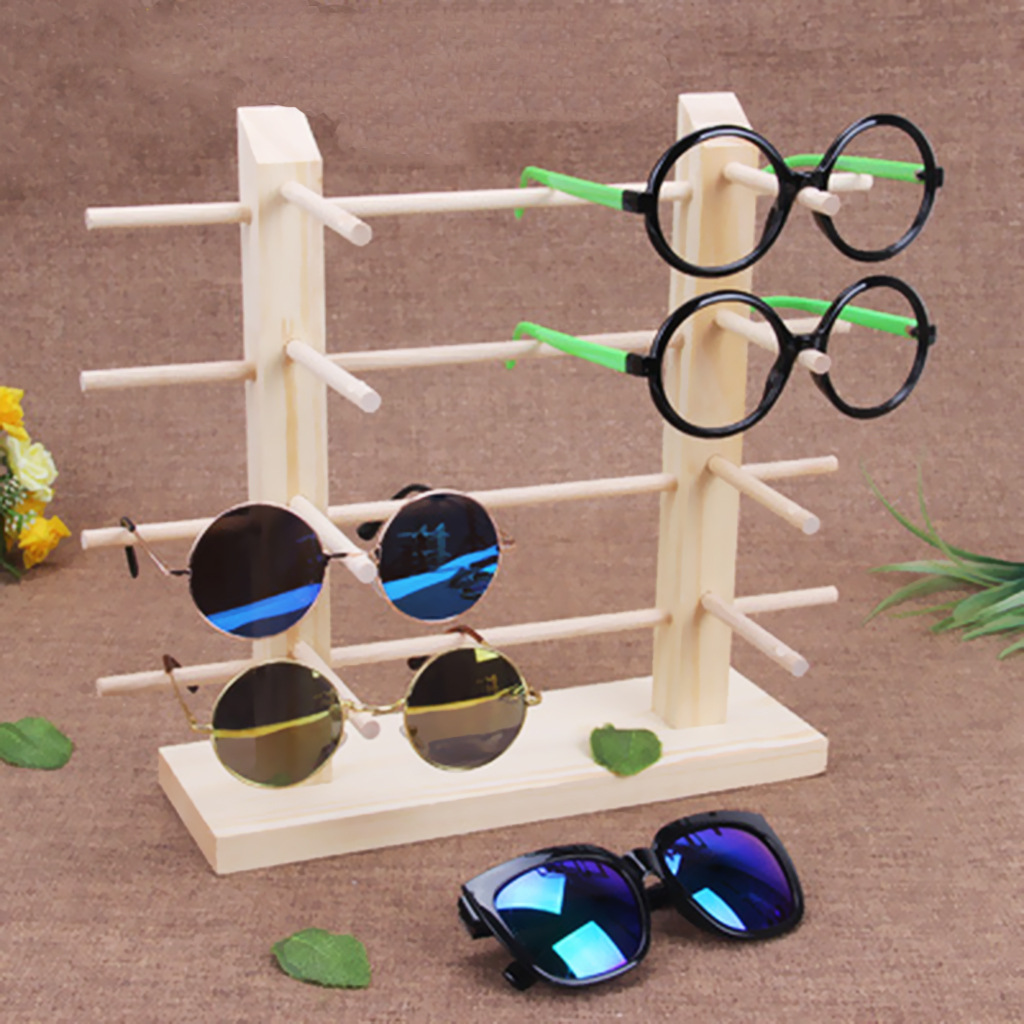 spectacle display hook  Wooden desktop glasses display stand