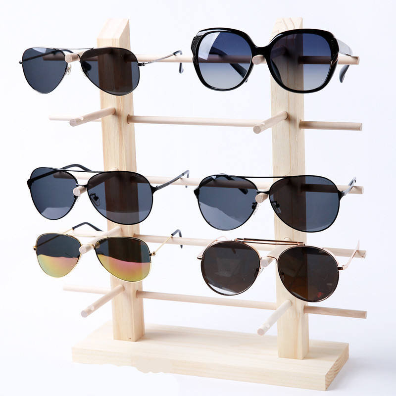 spectacle display hook  Wooden desktop glasses display stand