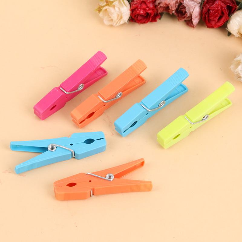 Natural Lin daily necessities fashion household candy color plastic clip spring clip clothespin