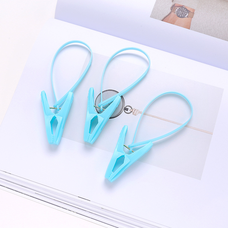 2127 Rope Clothes Clip Windproof Clothes Clip Travel Plastic Clip Clothes Pin Random Lock 12 PCs