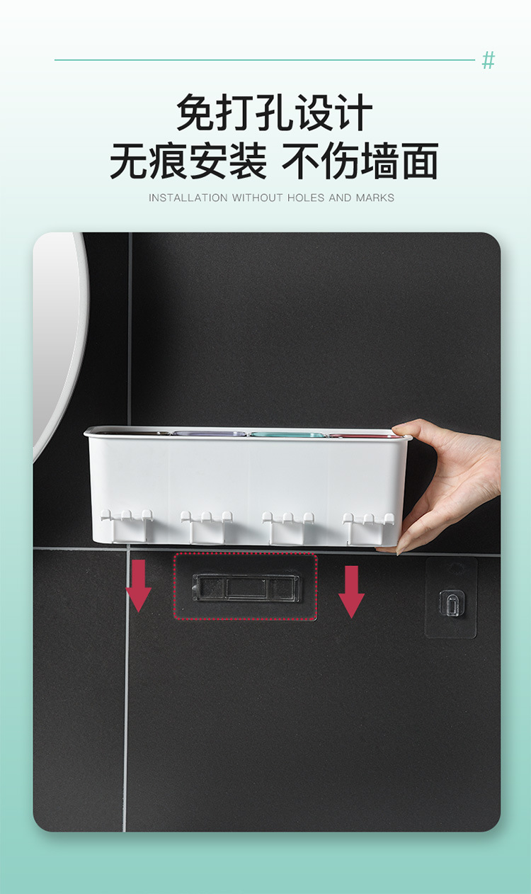 Suction Wall-Mounted Toothbrush Rack Cup Wall-Mounted Toothbrush Cup Holder Toilet Tooth Glass