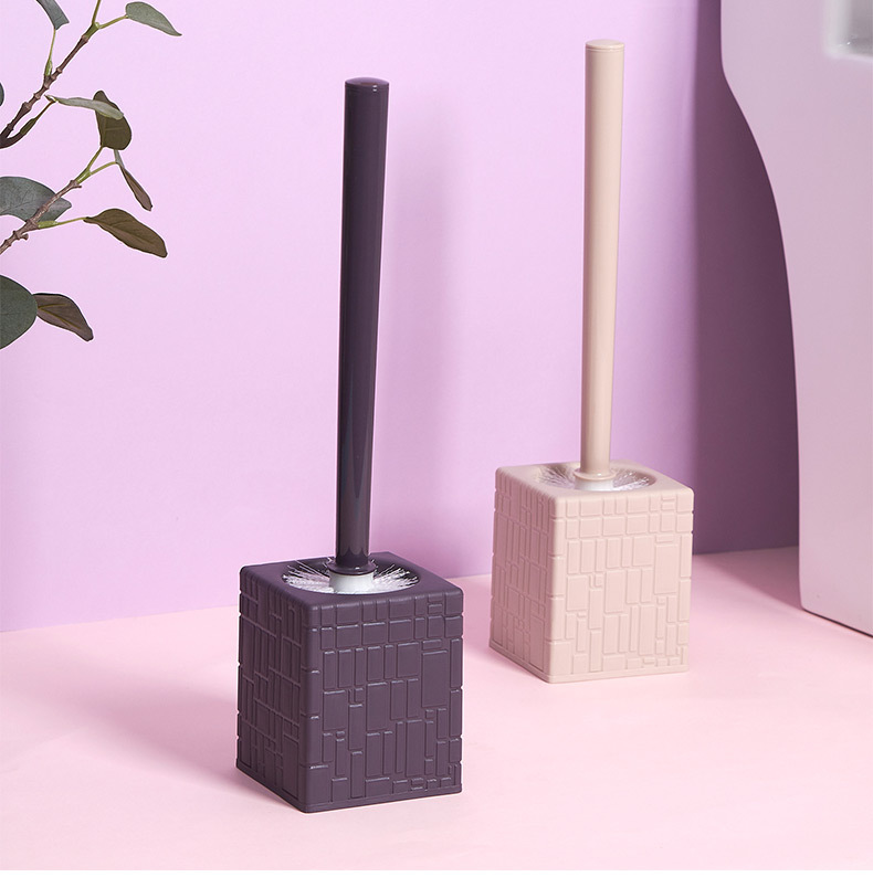 New Creative Toilet round Handle with Base Toilet Brush Set Plastic Toilet Brush Set Toilet Cleaning Brush