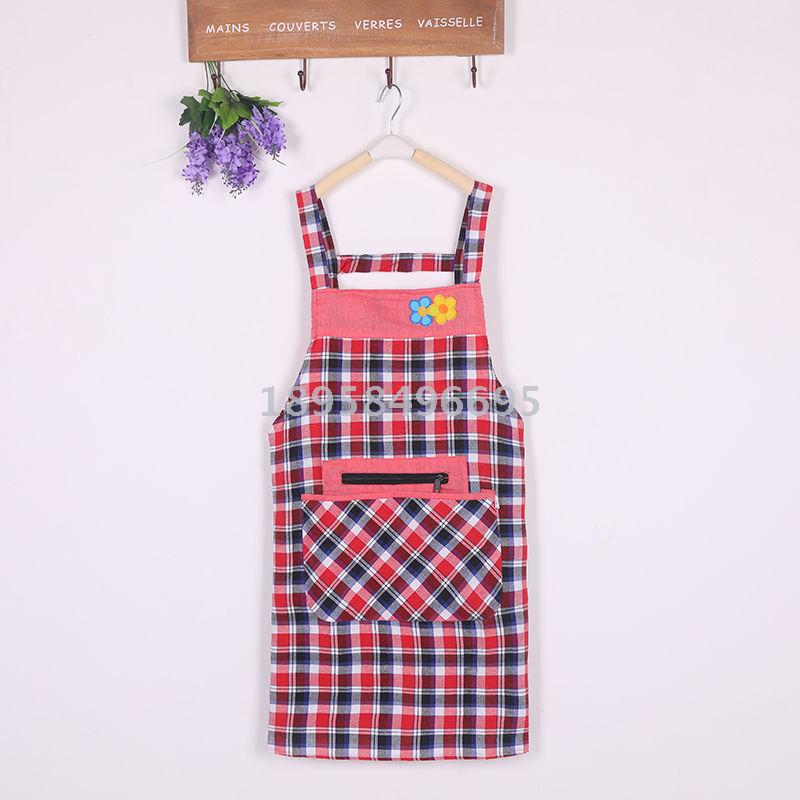 Manufacturers direct fashion cute cotton zipper pocket and apron sleeveless apron
