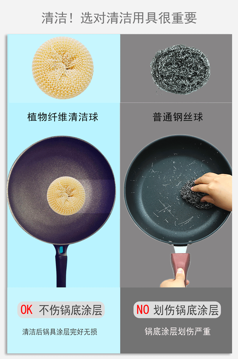 clean brush  Ball Steel Wire Wholesale Wheat Straw Long Handle Wok Brush Non-Stick Pan Special Dish Brush Wok Brush