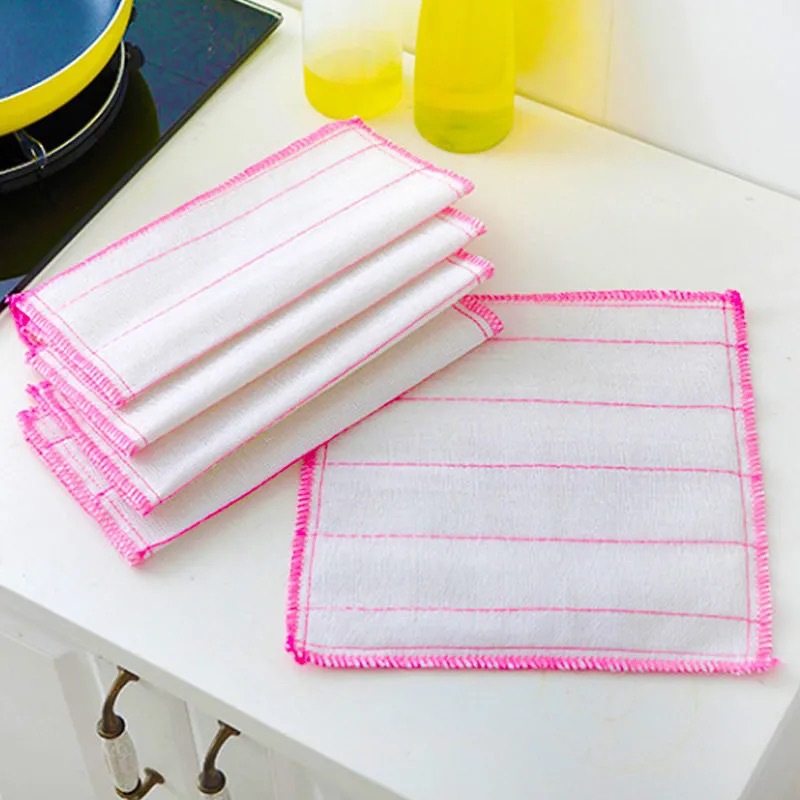 Factory Direct Sales 5-Layer Encrypted Cotton Yarn Household Kitchen Dish Towel 28*28 Wood Fiber Oil-Free Cleaning Rag Factory Direct Sales 5-Layer Encrypted Cotton Yarn Household Kitchen Dish Towel 28*28 Wood Fiber Oil-Free Cleaning Rag