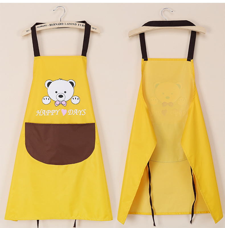 Kitchen Apron Waterproof Dirty Hand Cleaning Home Apron Custom Logo Cute Bear Halter Hand Towel Apron Wholesale