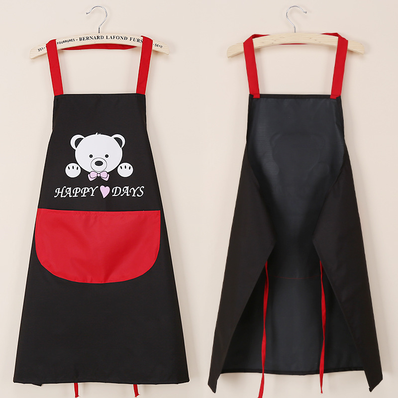 Kitchen Apron Waterproof Dirty Hand Cleaning Home Apron Custom Logo Cute Bear Halter Hand Towel Apron Wholesale