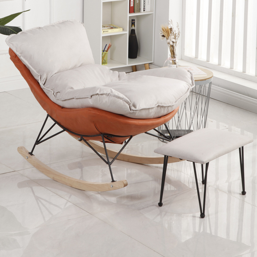 Rocking Chair Recliner Lazy Sofa Rocking Chair Office Xiaoyao Solid Wood Leisure Nap Elderly Chair Fashion Nordic