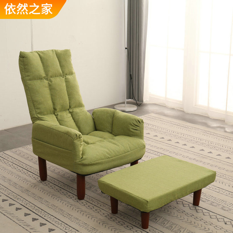 Lazy Sofa Modern Fabric Sofa Bedroom Tatami Solid Wood Sofa Chair Creative Simple Folding Lazy Sofa Balcony Recliner