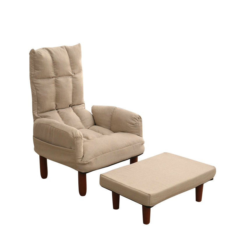 Lazy Sofa Modern Fabric Sofa Bedroom Tatami Solid Wood Sofa Chair Creative Simple Folding Lazy Sofa Balcony Recliner