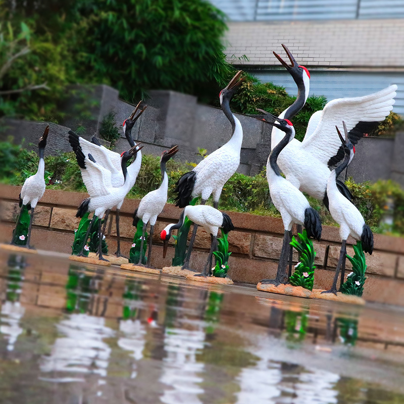 Egret Red Top Crane GRP Sculpture Rockery Landscape Real Estate Villa Imported arts and crafts