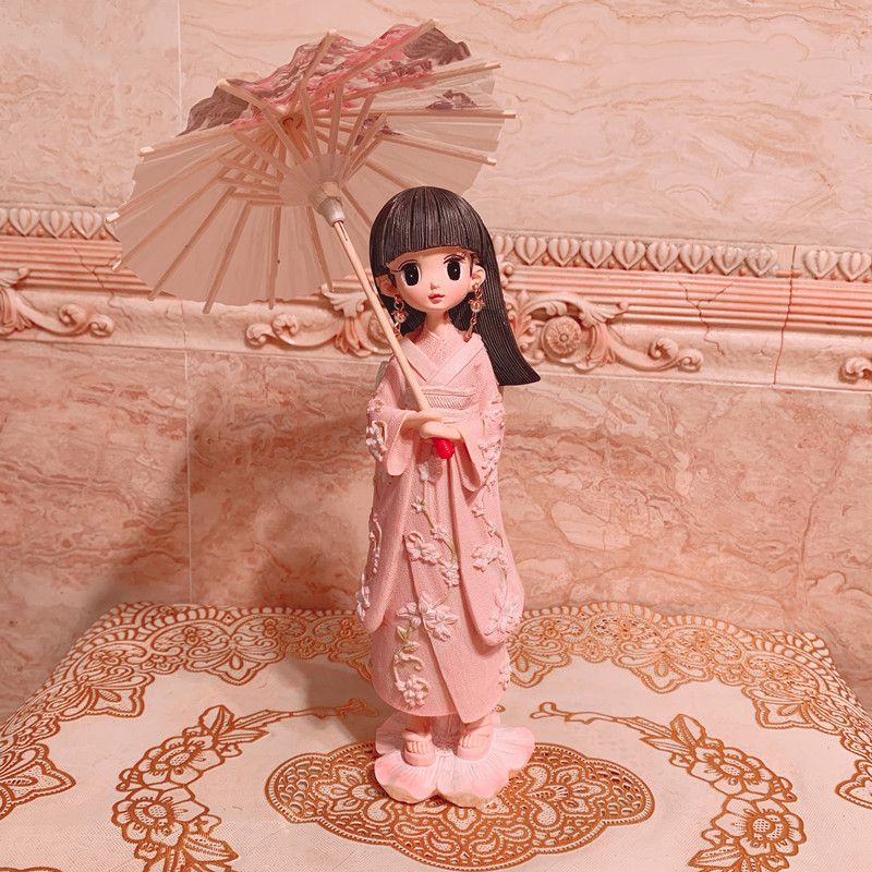 Imported arts and crafts Girl Japanese Kimono Japanese Style Girl Umbrella Resin Student Gift Ornaments Imported arts and crafts Girl Japanese Kimono Japanese Style Girl Umbrella Resin Student Gift Ornaments