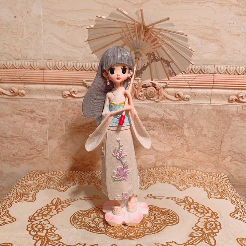 Imported arts and crafts Girl Japanese Kimono Japanese Style Girl Umbrella Resin Student Gift Ornaments Imported arts and crafts Girl Japanese Kimono Japanese Style Girl Umbrella Resin Student Gift Ornaments