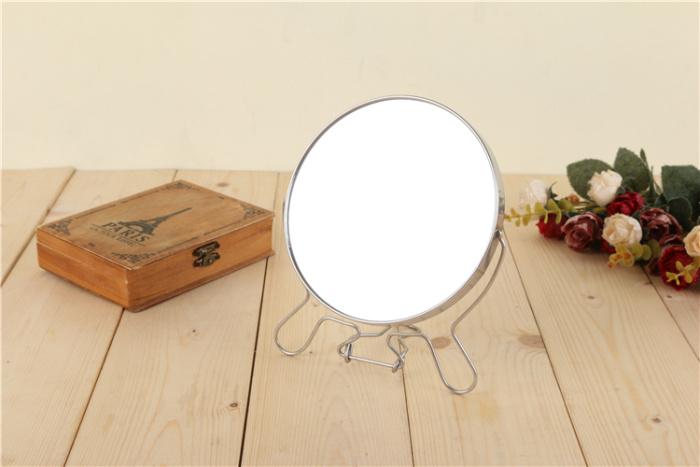 Folding portable desktop makeup mirror European double-sided cute round high-definition dressing mirror