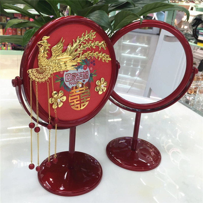 Wedding wedding makeup mirror bride red Chinese style dowry mirror table dressing mirror wedding room decoration mirror