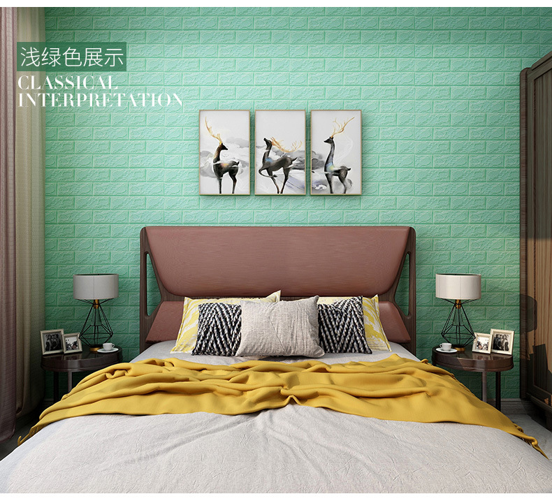 Self-Adhesive 3D Wall Stickers Brick Pattern Wallpaper Background Wall Anti-Collision Foam Soft Bag Bedroom