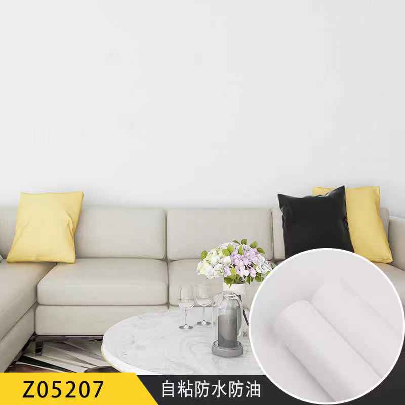 Wallpaper self adhesive bedroom warm waterproof and moisture-proof wallpaper solid white renovation paste