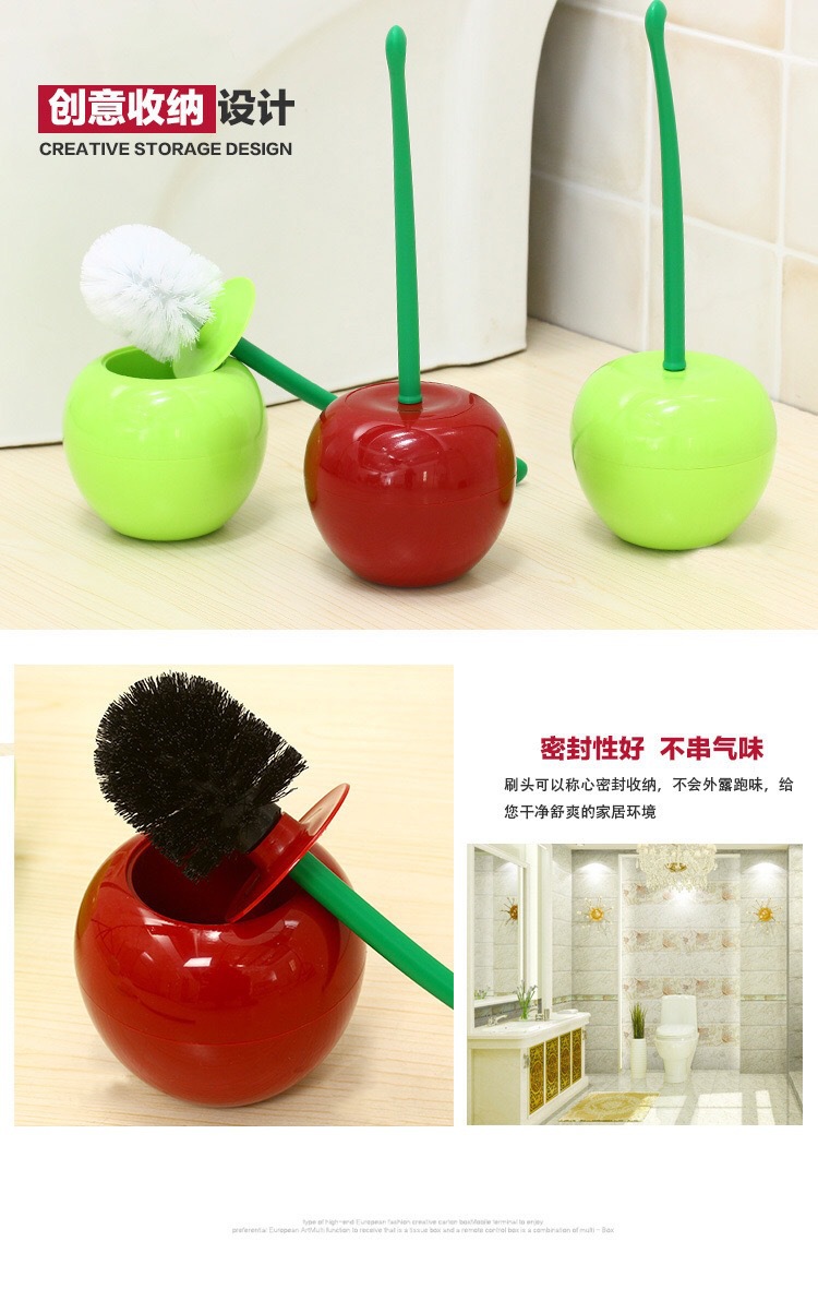Long Handle Soft Bristles Toilet Brush Cherry Toilet Brush Daily Necessities Popular Creative Toilet brush