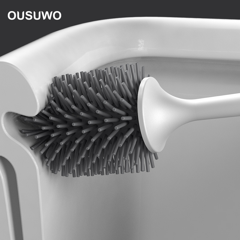 Toilet Brush Long Handle Soft Fur Toilet Cleaning Brush Set Silicone No Dead Angle Wall Hanging Toilet Cleaning Brush