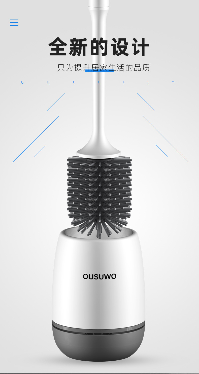 Toilet Brush Long Handle Soft Fur Toilet Cleaning Brush Set Silicone No Dead Angle Wall Hanging Toilet Cleaning Brush