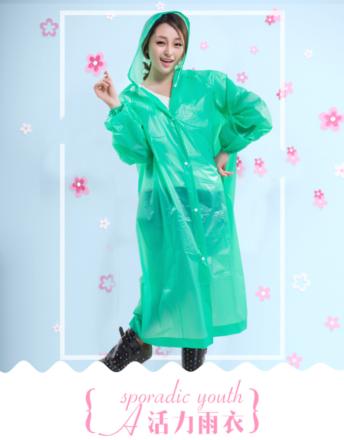 Factory Direct Sales PEVA Adult All-Inclusive Front Open Fashion King-Size Coat Rainbow Raincoat 80522
