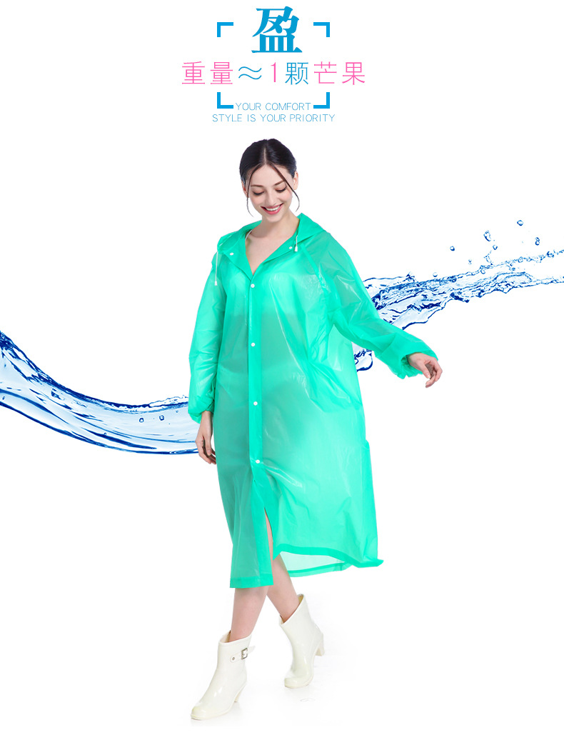 Foreign Trade Manufacturer 2021 New Non-Disposable Eva PEVA Travel Raincoat 