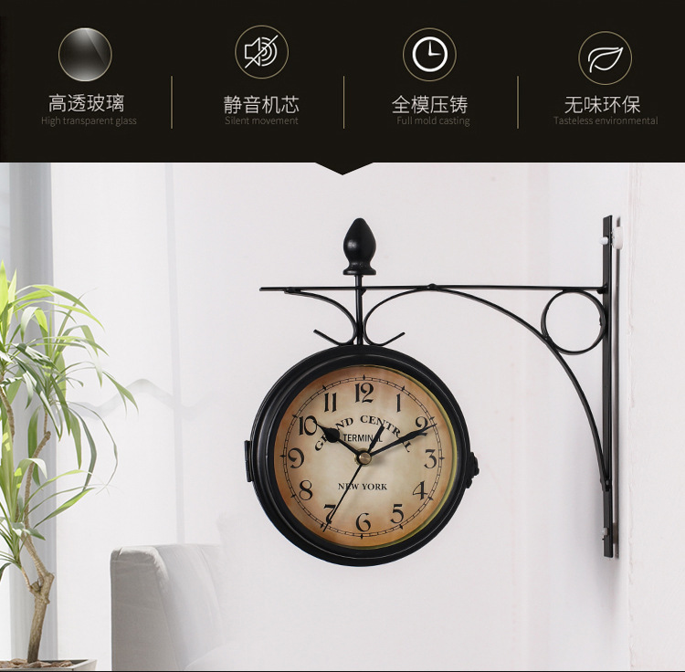 Cross-Border European Clock Wrought Iron Wall Clock Vintage Ornament Clocks Cross-Border European Clock Wrought Iron Wall Clock Vintage Ornament Clocks
