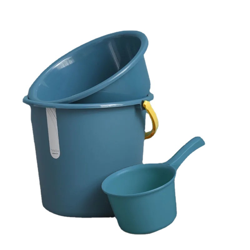 Plastic bucket  Three-Piece Bucket Washbasin Basin Bailer Spoon Set Household Plastic Thickened Bucket