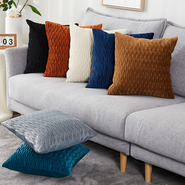Solid Color Velvet Pleated Pillow Cover Netherlands Velvet Couch Pillow Bedside Cushion