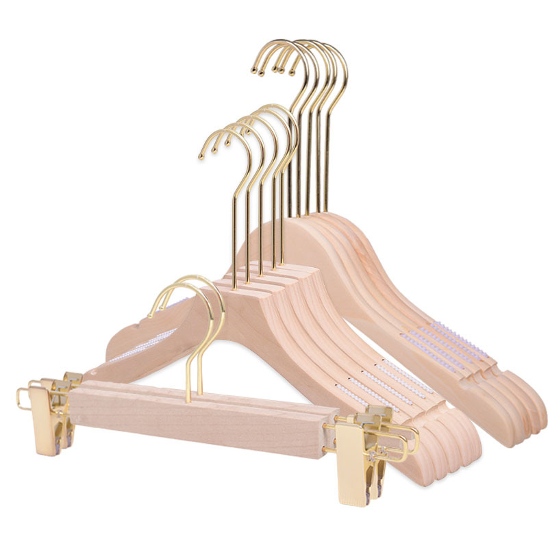 Customized Wood Color Unpainted Solid Wood Hanger Children&#039;s Clothing Stores Wooden Clothes Hanger Coat Hanger