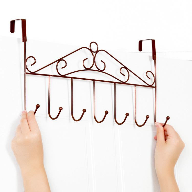Hanger behind the Door Nail-Free Traceless Creative Ironwork Gate Coat Hanger Bathroom Towel Hook Wall-Mounted Coat Rack