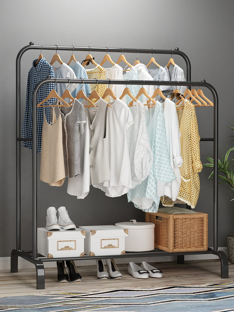 Hanger Floor Coat Rack Bedroom Drying Rack Simple Clothing Rod Folding Interior Balcony Clothes Hanger Clothes Rack