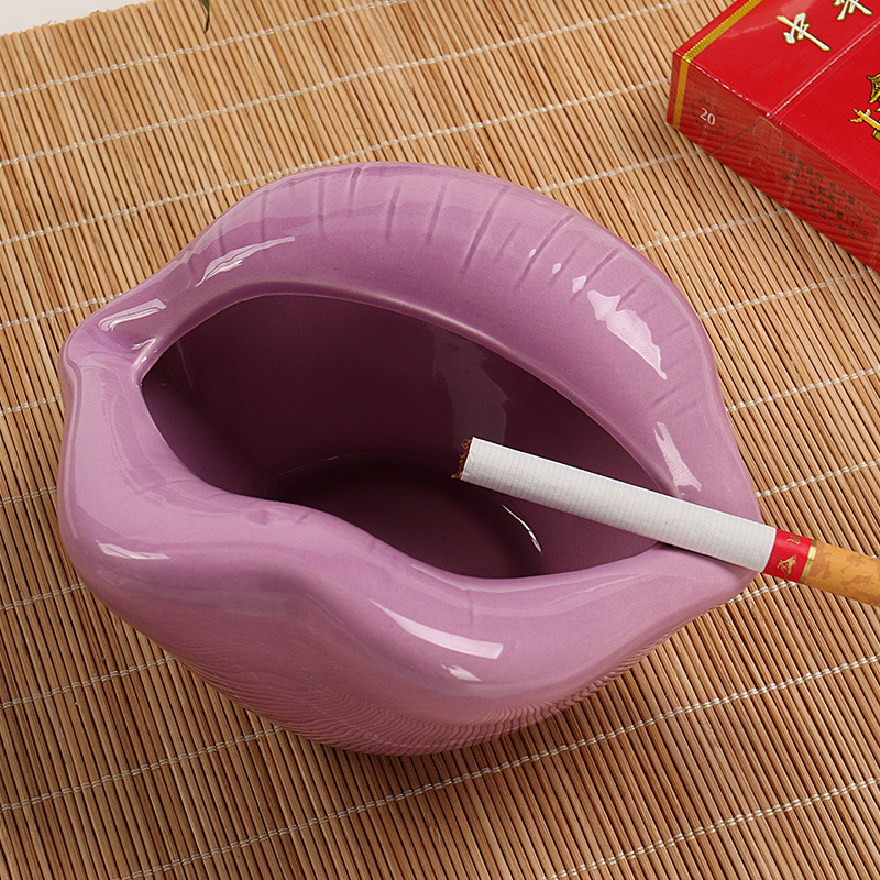 Korean-Style Creative Individual Porcelain Crafts Decoration Lip Ashtray Living Room Porcelain craft