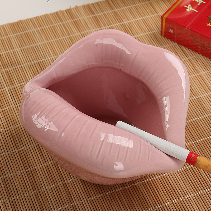 Korean-Style Creative Individual Porcelain Crafts Decoration Lip Ashtray Living Room Porcelain craft