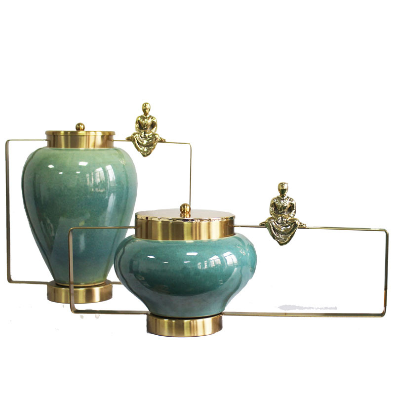 Factory Direct Sales Creative New Chinese Ceramic Metal Bottle Living Room and Home Porcelain craft