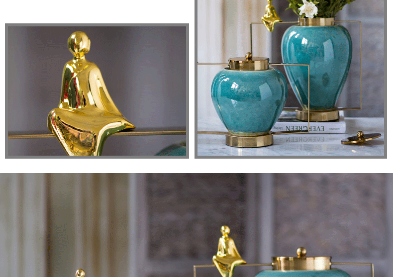 Factory Direct Sales Creative New Chinese Ceramic Metal Bottle Living Room and Home Porcelain craft Factory Direct Sales Creative New Chinese Ceramic Metal Bottle Living Room and Home Porcelain craft